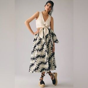 Farm Rio Copacabana Black Bow Midi Skirt